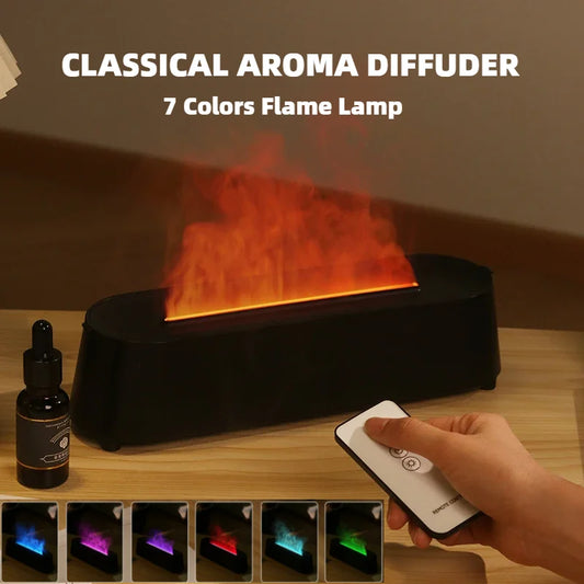 New Flame Ultrasonic Air Diffuser with Remote Control Cool Mist Maker 3D Simulation Air Humidifiers Aroma Essential Oil Diffuser